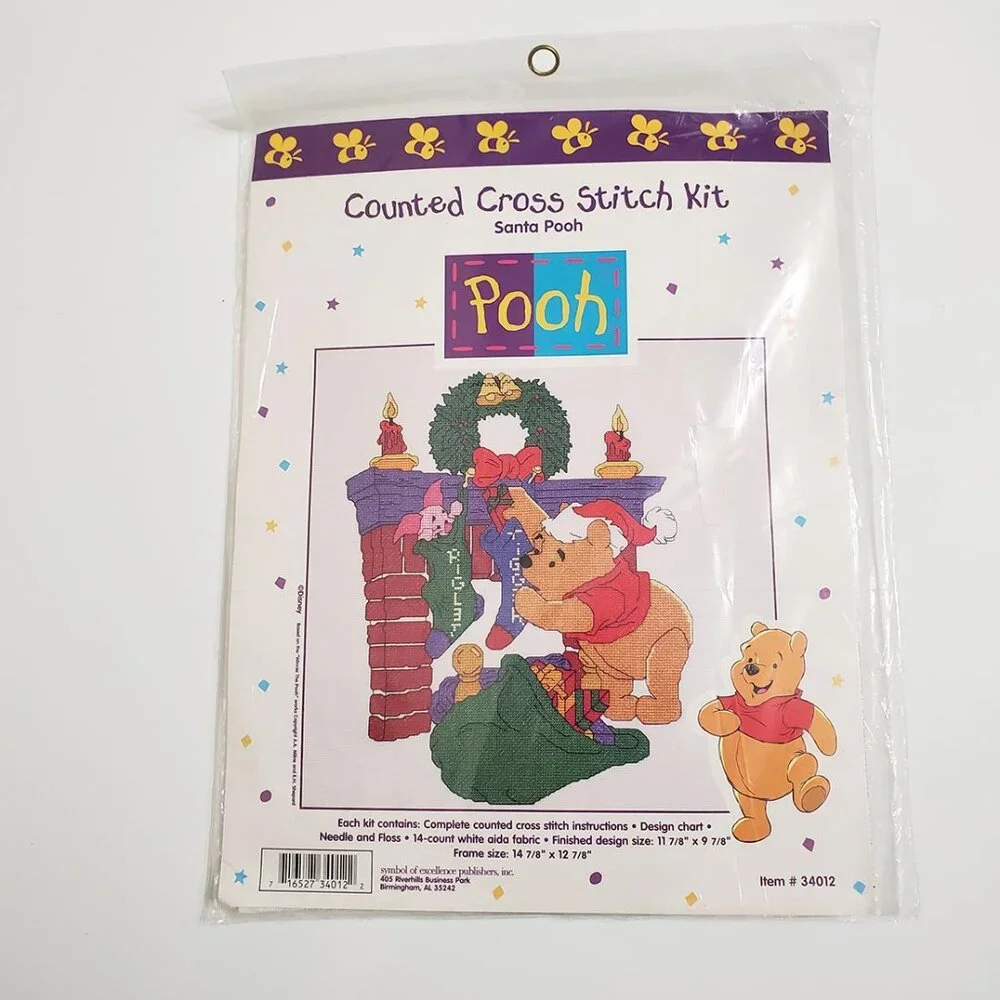 Janlynn Disney Lot of 2 Cross Stitch Kits Santa Pooh 34012 My Room 1132-77